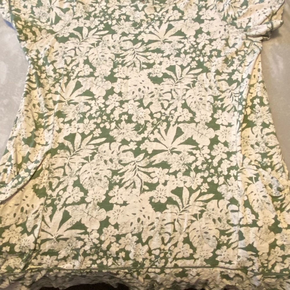 Floral Green and White Dress